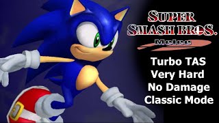 SSBM TAS  Sonic Classic Mode Turbo Very Hard No Damage [upl. by Amla]