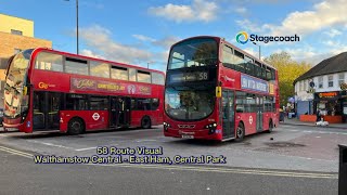 FULL ROUTE VISUAL  London Bus Route 58 Walthamstow Central  East Ham Central Park BV10WWJ 16981 [upl. by Galloway]