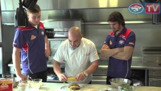 BulldogsTV  Shane Delia shows Western Bulldogs Easton Wood amp Jordan Roughead Mission recipes [upl. by Lothaire]