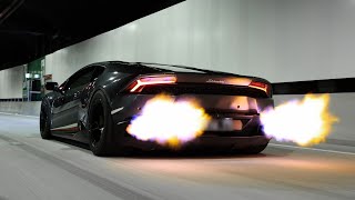 V10 Twin Turbo 1500whp Lamborghini Huracan Flame Shooter  4K [upl. by Lezti]