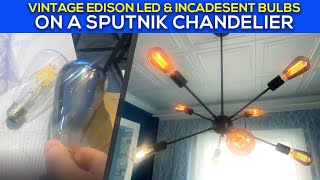 Which is Better Vintage LED Bulbs vs Incandescent Vintage Edison Bulbs on Sputnik Chandelier [upl. by Ical679]