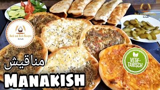 Manakeesh Rezept  lebanese Manakish recipe jibneh amp Zaatar arabic food Pizza [upl. by Agle]