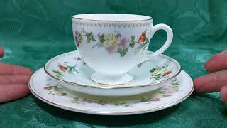 Wedgwood China Mirabelle R4537 Teacup Saucer and Side Plate Trio [upl. by Laehpar]