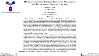 Monoclonal Antibody Bioprocess Engineering Advancements Using Conversational Artificial Intelligence [upl. by Loresz538]