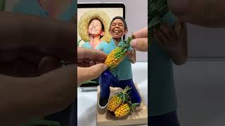 Such a big golden pineapple must be delicious Handmade clay figurines How to make handmade cla [upl. by Alger]