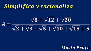 Simplificar y Racionalizar la Expresión con Sumas de Raices Cuadradas en Numerador y Denominador [upl. by Nylaroc]