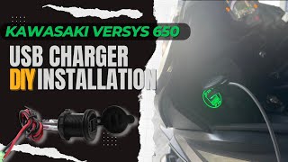 Kawasaki Versys 650 USB Charger Installation With subtitle [upl. by Hilarius637]