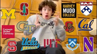 COLLEGE DECISION REACTIONS 2024 29 colleges ivies stanford UCs T20s and MORE [upl. by Eirroc]