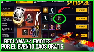 Asi podrás Reclamar 4 emotes Nuevo evento Caos de free fire emote x llegar a heroico avion en llamas [upl. by Flemings]