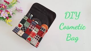 DIY Cosmetic Bag How to sew cute make up bag cosmetic tutorial Basic to sew very easy to sew [upl. by Haven]