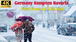 First Snow Fall of The Year Kempten Germany🇩🇪 Walking Tour in the Nighteurope by walking [upl. by Cyd]