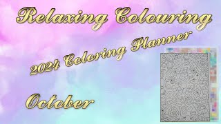 Relaxing Colouring  October  2024 Coloring Planner by Sarah Renae Clark Speed Art Timelapse [upl. by Fiertz]