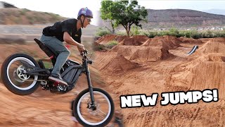 Riding Dirt Jumps On Surron Electric Bike [upl. by Wiley]