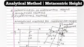 Metacenter Height Derivation  Analytical method  Fluid Mechanics [upl. by Zuzana]