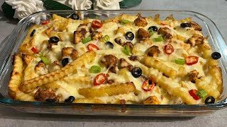 Loaded Fries Healthy Version  Oven Baked Fries By One Dish One Tip [upl. by Tahpos]