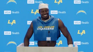 Joshua Palmer On Brenden Rice’s Physicality  LA Chargers [upl. by Ylrebmi]