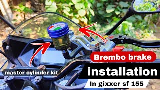 brembo hydraulic break installation in gixxer sf 155 brembo brake installationbike master cylinder [upl. by Slocum]