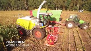 Maishäckseln 2016Claas 940  Fendt u Abfuhr  Mais in Schläuche pressen [upl. by Ahsinal]