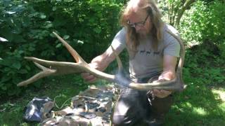 Making tools from deer antler for flint knapping [upl. by Hirsh]