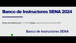 Banco de Instructores 2024 Certificaciones Calificación HV y Reclamaciones [upl. by Hplodur639]