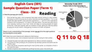 Q11 to Q18 Sqp English core class 12 Reading Over the last five years more companies have been [upl. by Sexela]