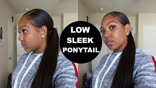 Low Sleek Ponytail w a Drawstring Ponytail on Natural Hair [upl. by Ennail309]