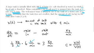 Mixing Problem Differential Equation Application [upl. by Keyser]