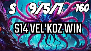 Velkoz support gameplay Ranked S14 957 S VelKOZ LOL 160 Game Winning [upl. by Etna]