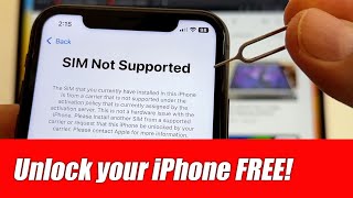 SIM not supported How to unlock iPhone to any carrier 100 FREE [upl. by Ecinom]