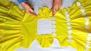 DIY ⭐ Stylish Ruffle Baby Frock Cutting and Stitching Tutorial [upl. by Avitzur698]