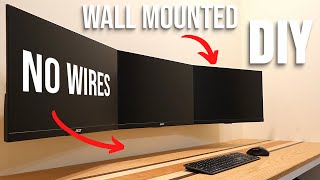 How To Wall Mount Triple Monitors amp Awesome Cable Management  DIY  Home Office Makeover Part 2 [upl. by Haines]