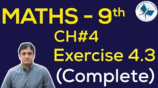 9th Class Math solutions ch 4 Exercise 43 FAST MATHEMATICS TUTORIALS [upl. by Chao588]