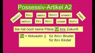 PossessivartikelÜbung A2 Nominativ Akkusativ amp Dativ [upl. by Solahcin]