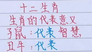 十二生肖，生肖的代表意義 （內容僅供參考）＃十二生肖文字人生感悟人生之道正能量情感老人言勵志硬筆詩智慧＃知足＃人生＃福氣＃富＃財運＃旺＃夫妻 [upl. by Emmit252]