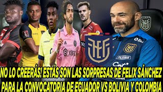 ESTÁS SON LAS SORPRESAS DE FELIX SÁNCHEZ PARA LA CONVOCATORIA DE ECUADOR VS BOLIVIA Y COLOMBIA [upl. by Doralia]