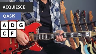 Oasis Acquiesce Guitar Lesson Tutorial  All Riffs amp Chords [upl. by Pacien171]