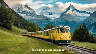 kleine Scheidegg to Grindelwald  Most Beautiful Train Ride In Switzerland  4K video [upl. by Aratahc]