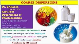 Coarse Dispersion Emulsion English Dr Srikanth [upl. by Greenebaum]