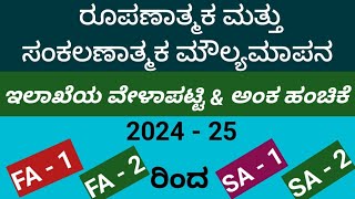 FA 1 ರಿಂದ SA 2  ರೂಪಾಣಾತ್ಮಕ ಮತ್ತು ಸಂಕಲಣಾತ್ಮಕ 2024  25  ಅಂಕಗಳ ಹಂಚಿಕೆ ಮತ್ತು ಮೌಲ್ಯಮಾಪನದ ವೇಳಾಪಟ್ಟಿ [upl. by Milore]