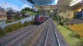 Large Private Model Railroad RR HO Scale Train Layout [upl. by Goeselt299]