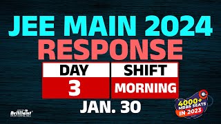 JEE MAIN 2024 RESPONSE  Day 3  30th January 2024  Morning Shift [upl. by Kapeed598]