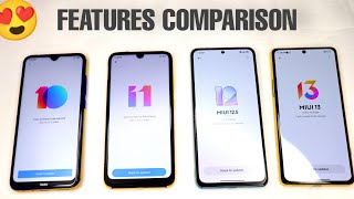 😳 MIUI MEGA FEATURES COMPARISON  MIUI 10 VS MIUI 11 VS MIUI 12 VS MIUI 13 [upl. by Allecram]