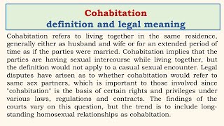 Cohabitation definition and legal meaning [upl. by Macknair138]