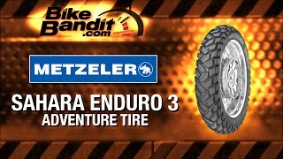 Metzeler Sahara Enduro 3 Motorcycle Tire at BikeBanditcom [upl. by Nilauqcaj]