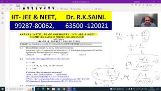 CHEMISTRY PAPER 2  FOR IIT JEE ADVANCED [upl. by Anaujahs]