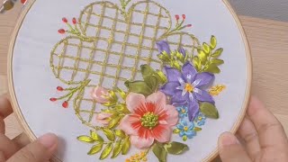 Ribbon Embroidery Design Easy to Follow [upl. by Eugenides26]