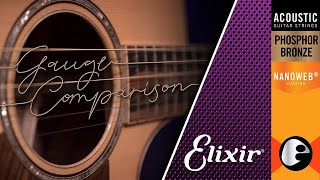 Acoustic Guitar String Gauge Showdown Elixir Phosphor Bronze String Gauge Comparison [upl. by Aneekan]