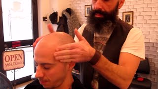 Old Style Italian Barber  Head Massage and Shaving cream  ASMR Binaural [upl. by Pritchett174]