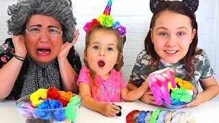 Colored Scrunchies Pick Our Slime Ingredients Challenge w Ruby and Bonnie [upl. by Ahsienyt]