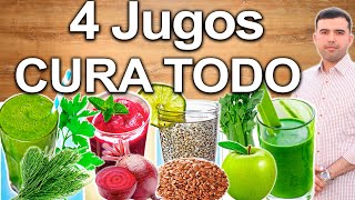 4 Jugos Más Saludables  Los Mejores Jugos Cura Todo Del Mundo  Artritis Huesos Riñones Y Más [upl. by Gnuy]